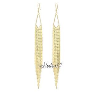 Long Gold Tassel Chain Statement Earrings